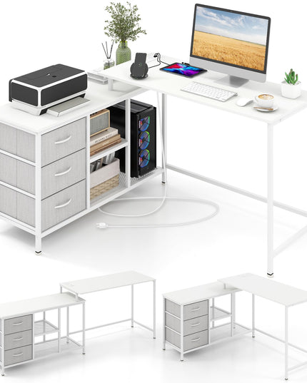 Giantex L Shaped Computer Desk with Drawers