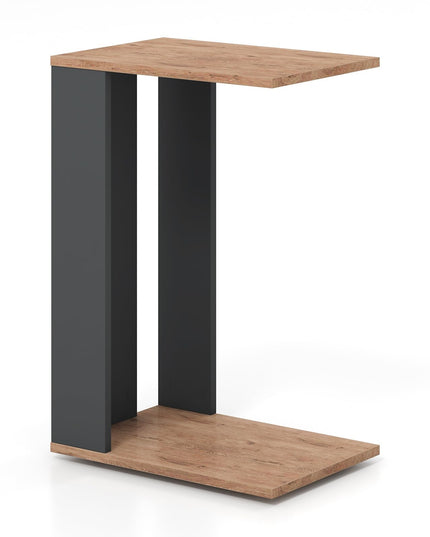 Giantex C Shaped End Table, 2-Tier Sofa Side Table with Universal Wheels & Storage Shelf