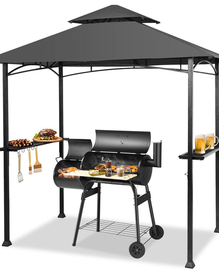 Giantex Grill Gazebo, 8ft x 5ft Grill Station with Canopy, Outdoor Grill Shelter Barbecue Tent