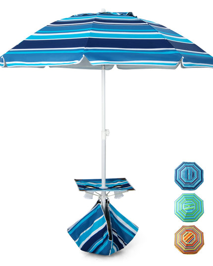 Giantex Beach Umbrella with Cup Holder Table and Sandbag