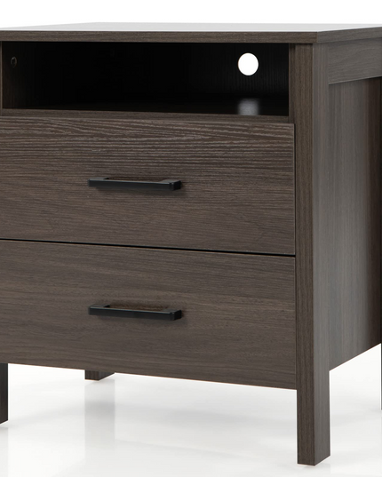 Giantex Nightstand w/2 Drawers, Set of 2 End Table w/Wood Grain
