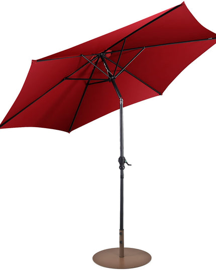Giantex Patio Umbrella with Base Stand, 10ft Market Umbrella with 59 LBS Heavy-Duty Round Umbrella Stand
