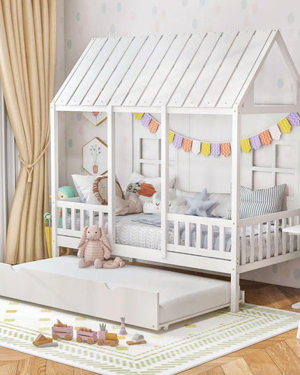 Giantex Twin House Bed with Trundle