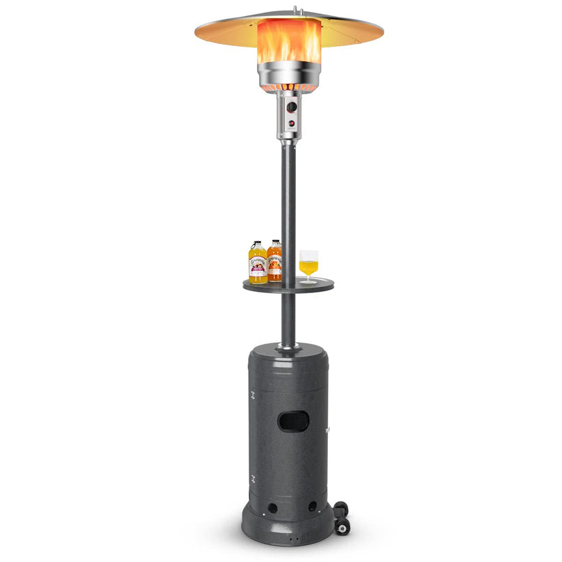 Giantex 50000 BTU Outdoor Propane Heater, Patio Heater with Height Adjustable Shelf Tabletop & Wheels