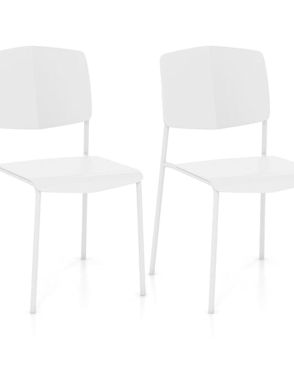 Giantex Stackable Dining Chairs Set, Modern Kitchen Chairs w/Metal Legs & Curved Back, Load up to 350 LBS