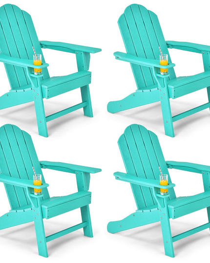 Adirondack Chair with Cup Holder, Outdoor Patio Weather Resistant Chair