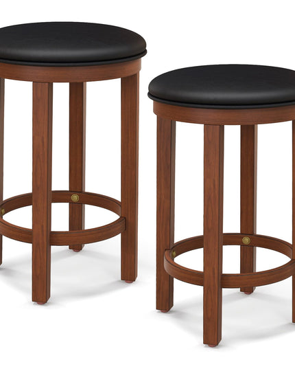 Giantex Bar Stools Set, 25-Inch Counter Height Stools with Round Seat, Footrest, Wooden Frame