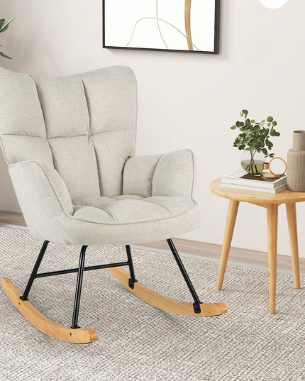 Giantex Rocking Chair Nursery, Modern Rocking Accent Chair w/High Backrest