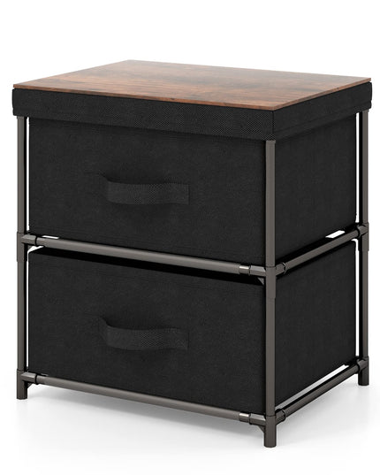 Giantex Nightstand Set of 2 with 2 Fabric Drawers
