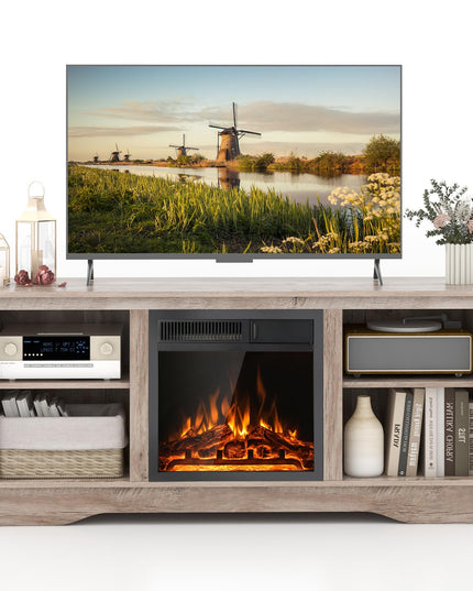 Giantex Fireplace TV Stand for TVs Up to 65”, Entertainment Center with Adjustable Shelves