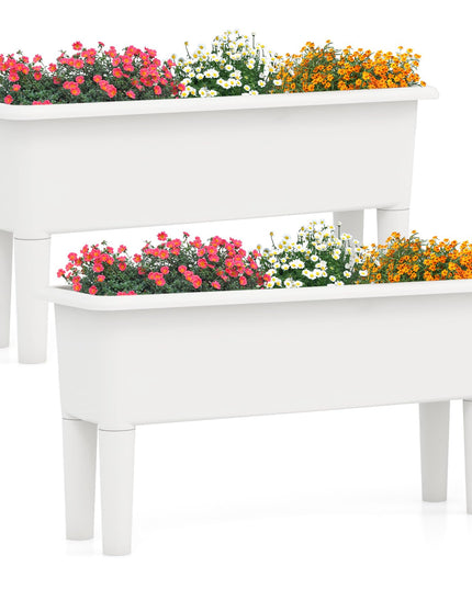 Giantex Raised Garden Beds Outdoor Set of 2, Self-Watering Planter Box with Detachable Legs & Drainage Hole