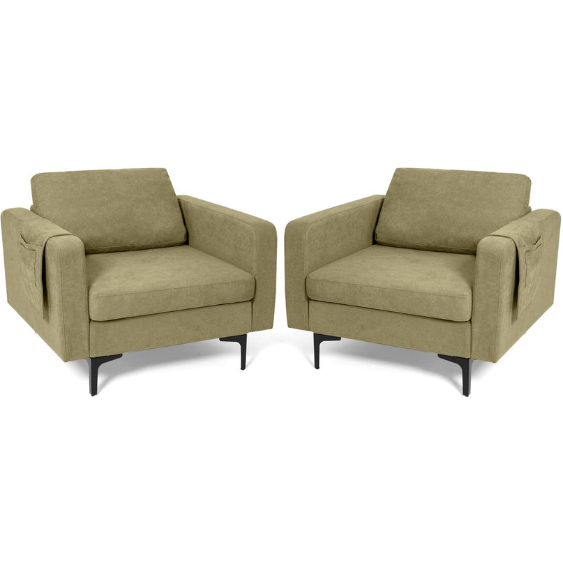 Giantex Modern Accent Chair w/Comfy Thick Cushion, Magazine Pockets