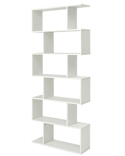 Giantex Geometric Bookcase Rustic, Solid Wood S-Shaped Bookshelf