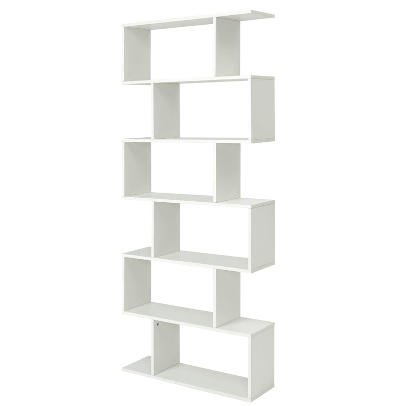 Giantex Geometric Bookcase Rustic, Solid Wood S-Shaped Bookshelf