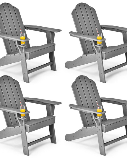 Adirondack Chair with Cup Holder, Outdoor Patio Weather Resistant Chair