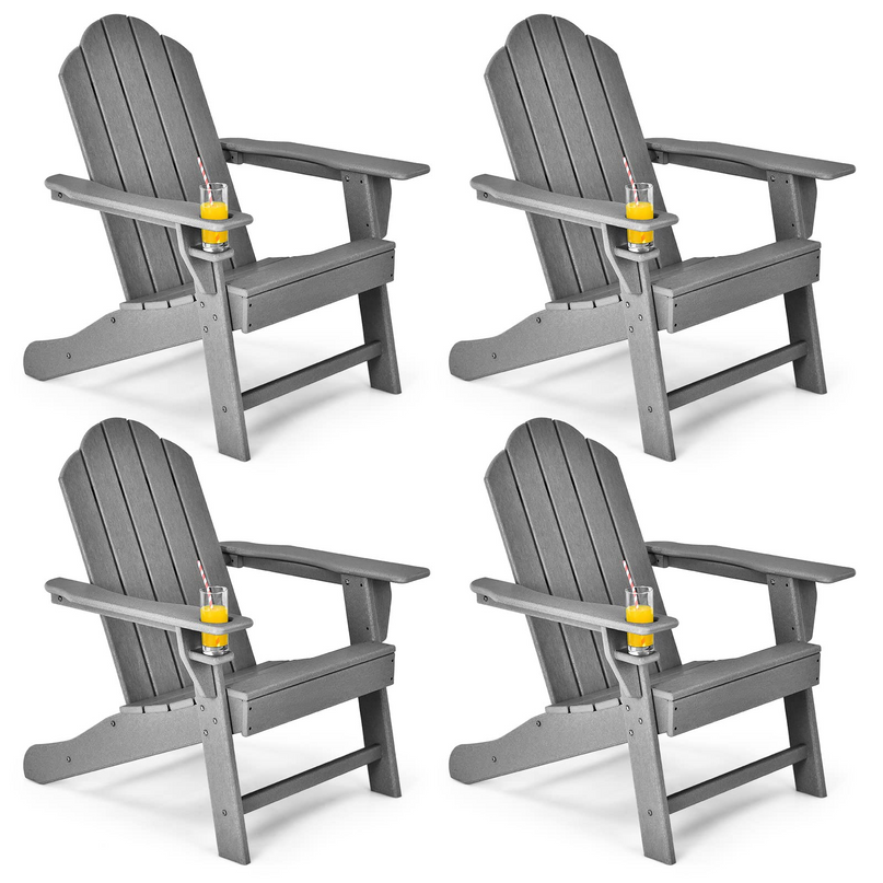 Adirondack Chair with Cup Holder, Outdoor Patio Weather Resistant Chair