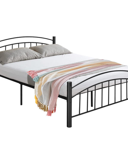 Black Modern Platform Bed with Headboard and Footboard | Metal Bed Frame