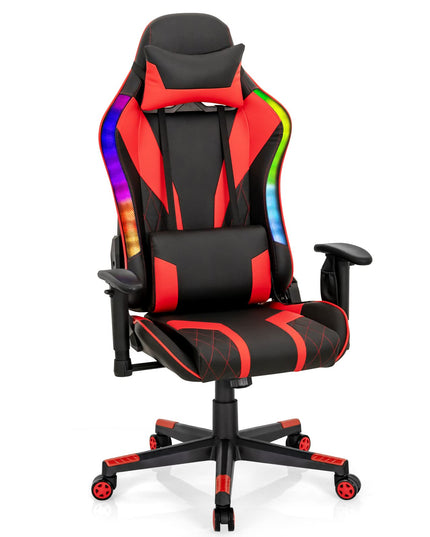 Giantex Gaming Chair with RGB LED Lights, Red