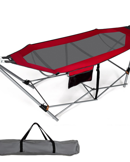 Giantex Portable Folding Hammock, Lounge Camping Bed with Hammock Stand