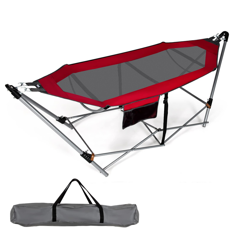 Giantex Portable Folding Hammock, Lounge Camping Bed with Hammock Stand
