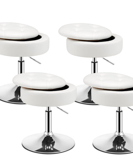 Giantex Adjustable Swivel Vanity Stool - 360° Swivel 20’’-26’’ Height Adjustable Tufted Round Storage Ottoman