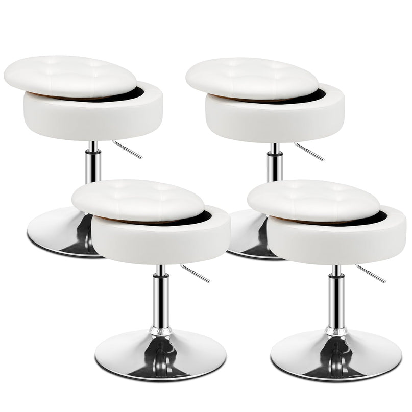 Giantex Adjustable Swivel Vanity Stool - 360° Swivel 20’’-26’’ Height Adjustable Tufted Round Storage Ottoman