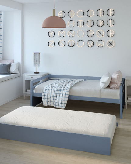 Giantex Wood Daybed with a Trundle, Twin Trundle Daybed with Durable Slat Support