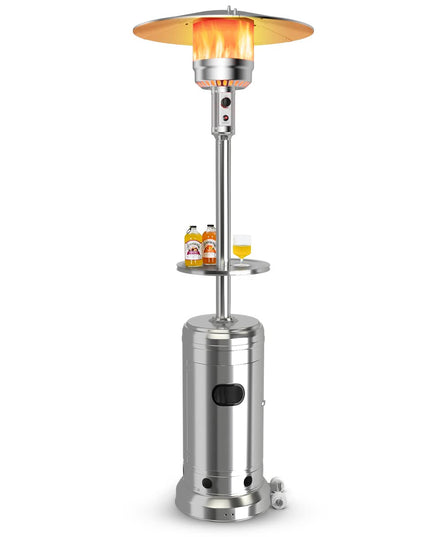 Giantex 50000 BTU Outdoor Propane Heater, Patio Heater with Height Adjustable Shelf Tabletop & Wheels