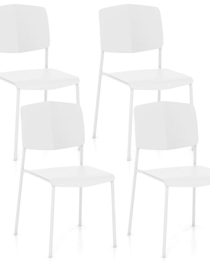 Giantex Stackable Dining Chairs Set, Modern Kitchen Chairs w/Metal Legs & Curved Back, Load up to 350 LBS