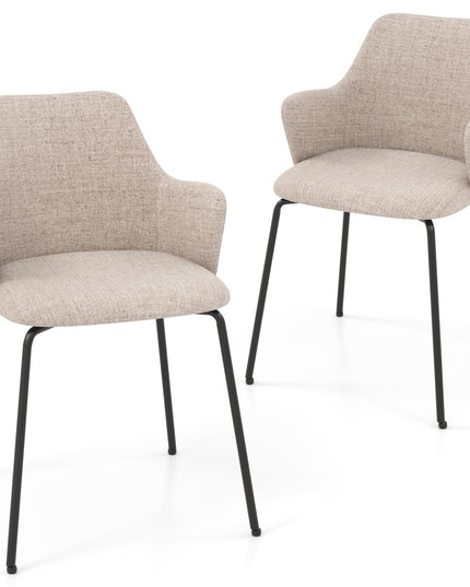Giantex Dining Chairs Set, Upholstered Accent Chairs w/Curved Backrest