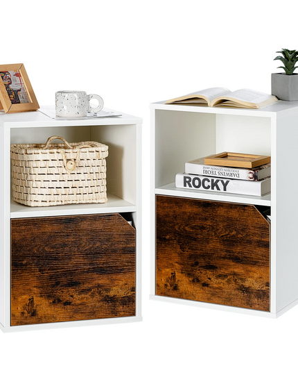 Giantex Set of 2 Nightstands, End Table Bedside Table w/Storage Cabinet and Open Shelf