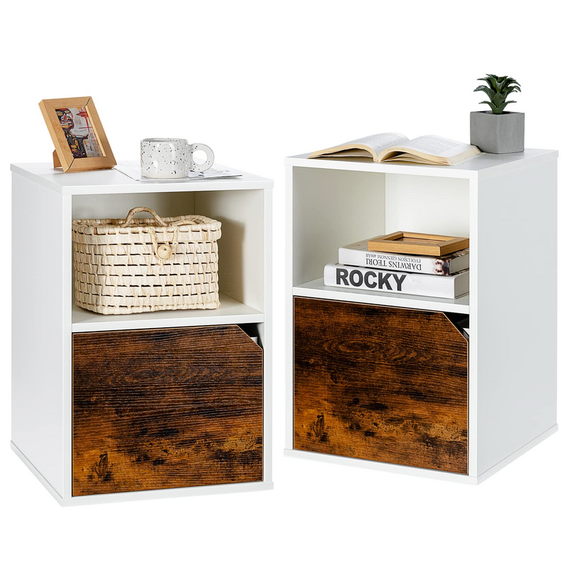 Giantex Set of 2 Nightstands, End Table Bedside Table w/Storage Cabinet and Open Shelf