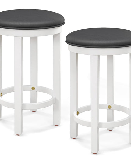 Giantex Bar Stools Set, 25-Inch Counter Height Stools with Round Seat, Footrest, Wooden Frame