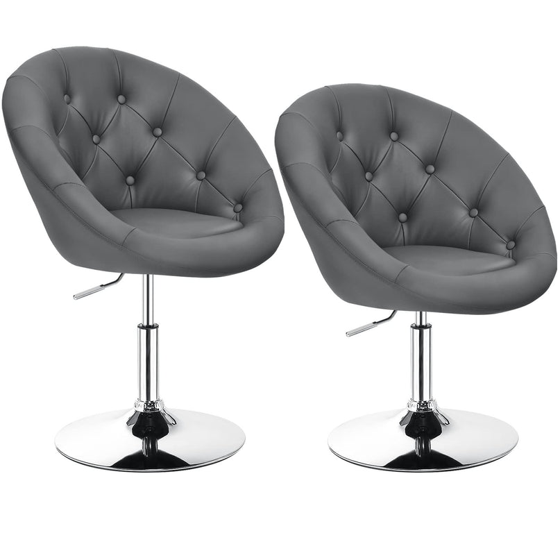 Giantex Swivel Round Tufted Vanity Chair, Set of 2 Height Adjustable