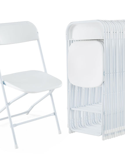 Giantex Folding Chair with Plastic Seat & Back, Heavy-Duty Metal Frame