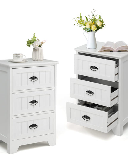 Giantex Nightstand with 3 Drawers, Bedside Table