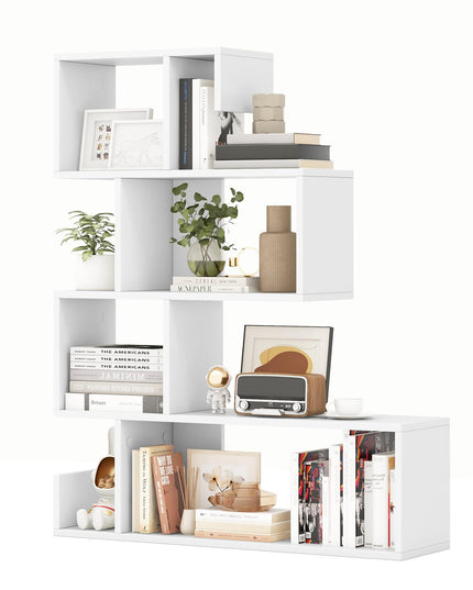 Giantex 5-Tier S-Shaped Bookshelf, Geometric Bookcase w/Open Cubes
