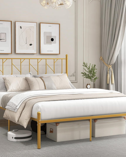 Giantex Metal Bed Frame with Victorian Style Headboard