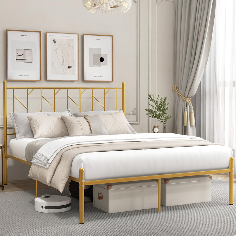 Giantex Metal Bed Frame with Victorian Style Headboard