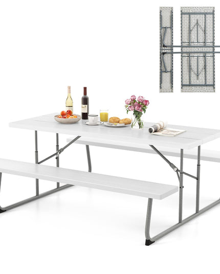 Giantex Folding Picnic Table - 6 FT Outdoor Table Bench Set for 8 Persons w/All-Weather HDPE Tabletop