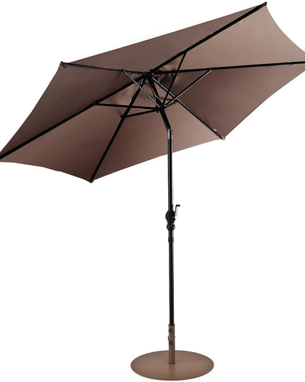 Giantex Patio Umbrella with Base Stand, 10ft Market Umbrella with 59 LBS Heavy-Duty Round Umbrella Stand