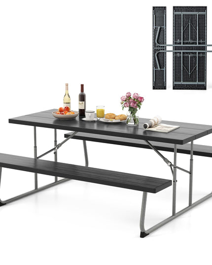 Giantex Folding Picnic Table - 6 FT Outdoor Table Bench Set for 8 Persons w/All-Weather HDPE Tabletop