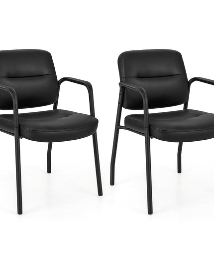 Giantex Waiting Room Chair Set - Upholstered Reception Chairs with Mixed PU Leather