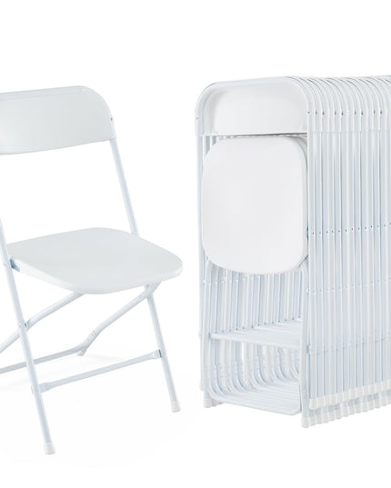 Giantex Folding Chair with Plastic Seat & Back, Heavy-Duty Metal Frame