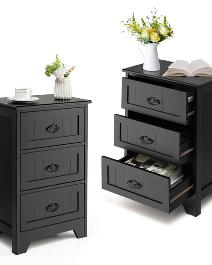 Giantex Nightstand with 3 Drawers, Bedside Table