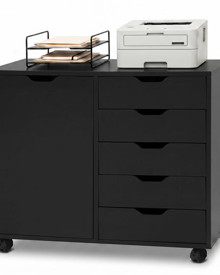 Giantex 5-Drawer File Cabinet with Door and Adjustable Shelf