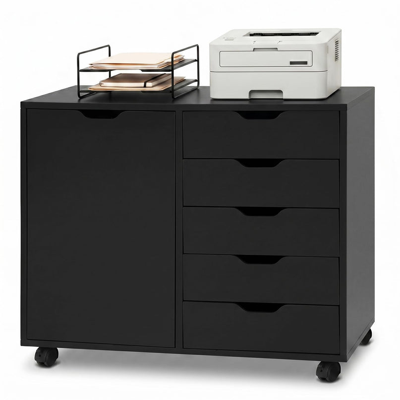 Giantex 5-Drawer File Cabinet with Door and Adjustable Shelf