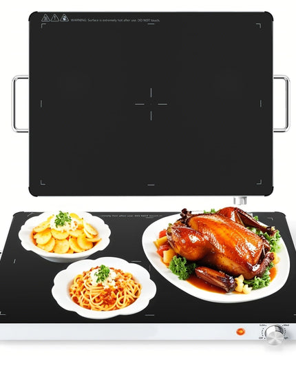 Plateau chauffant électrique Giantex 53 x 40 cm - Serveur de buffet et chauffe-plat en verre trempé