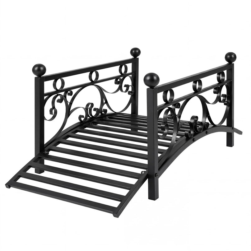Giantex 3.3 FT Metal Garden Bridge with Powder-Coated Finish & Scrollwork Rails