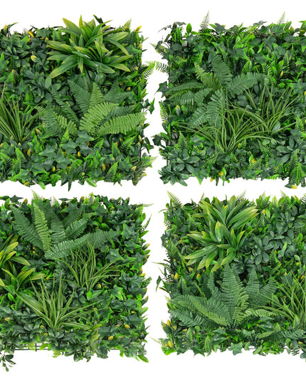 Giantex Grass Wall Panels Backdrop - 4 PCS 20"x20" Artificial Tropical Boxwood Panels